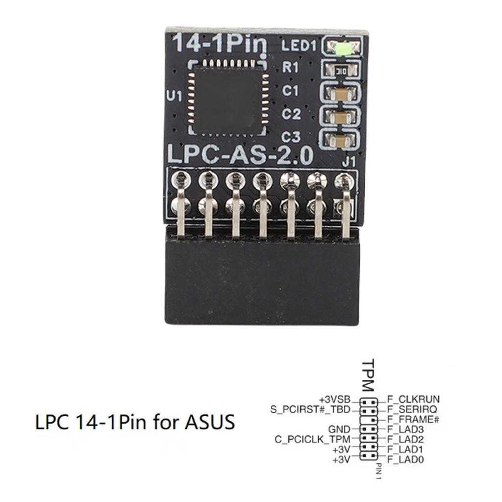 TPM2.0 Encryption Security Module 14-1 Pin 2 X 7P 2.0mm Pitch TPM Remote Card Support for Win11 2.0 Motherboard