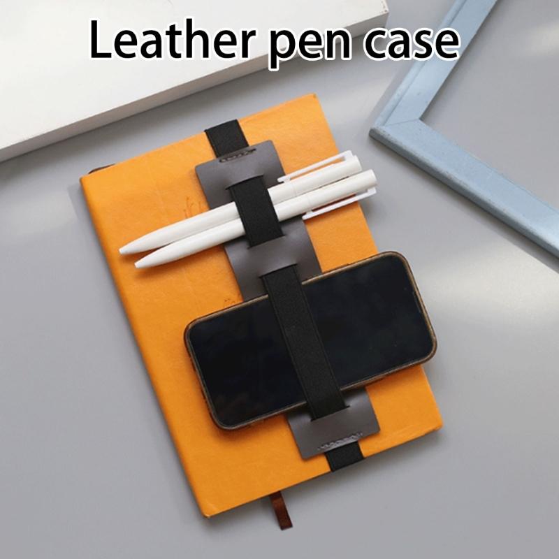 Elegant Leather Pen Case With Elastic Band Closure Accommodating Multiple Pen For Students Professional And Journal Enthusiasts