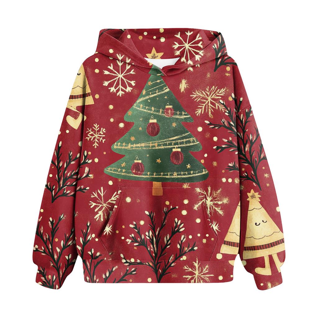 Sweatshirts für Teenager-Mädchen Hoodies Langarm Kordelzug Pullover Niedlicher übergroßer Hoodie Weihnachtstag
