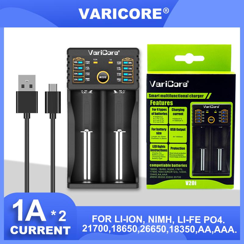 

Зарядное устройство VariCore V20i для 3,7 В 18650 3,2 В 26650 10440 16340 21700 20700 14500 1,2 В NiMH AA AAA литиевых аккумуляторов Интеллектуальное зарядное устройство