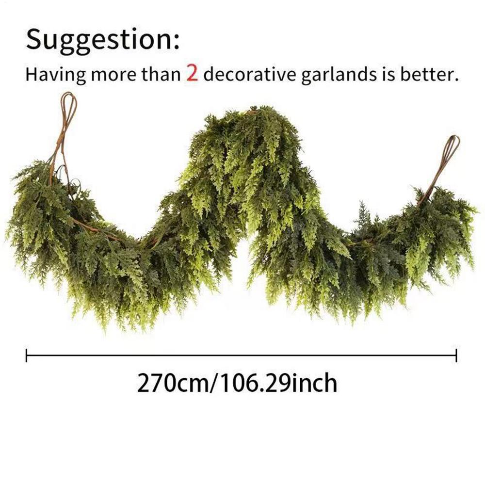1.5m/1.8m/2.7m Christmas Garlands Artificial Holiday Green Pine Wreath Faux Garland for Fireplace Tree Mantel Outdoor Porch