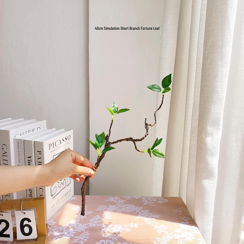 Green Plants Ceramic Vase with Hanging Bells and Artificial Flowers - Home Decoration Props