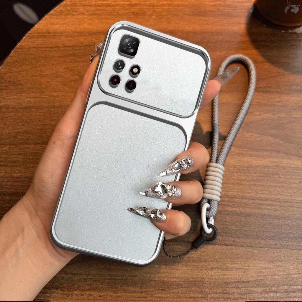 Luxury Big Window Phone Case with Lanyard for Xiaomi Redmi Note 11S 5G Premium Textured Casing