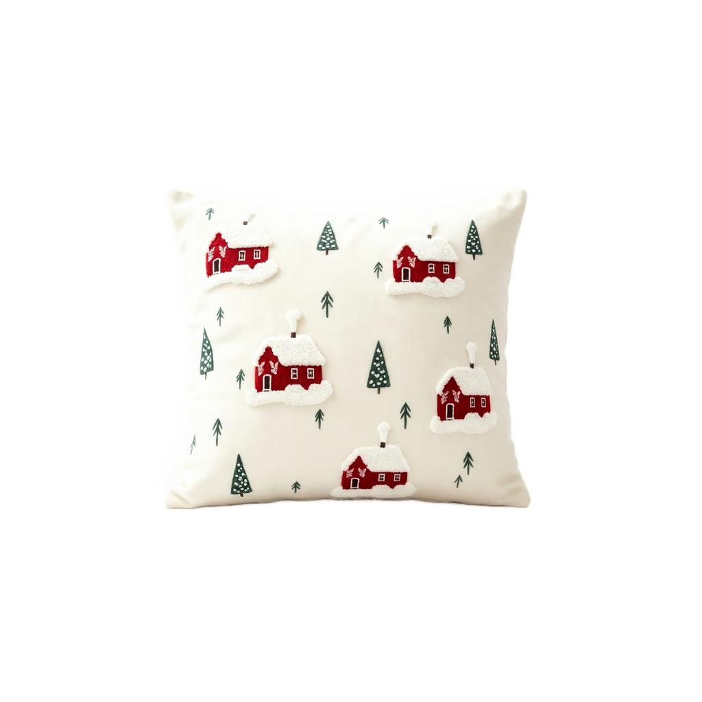 Christmas Cover Red House Design Modern Couch Lumbar Cushion Cover, No Insert
