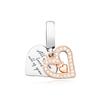 788693C01 Rose Sparkling Freehand Heart Dangle Charm