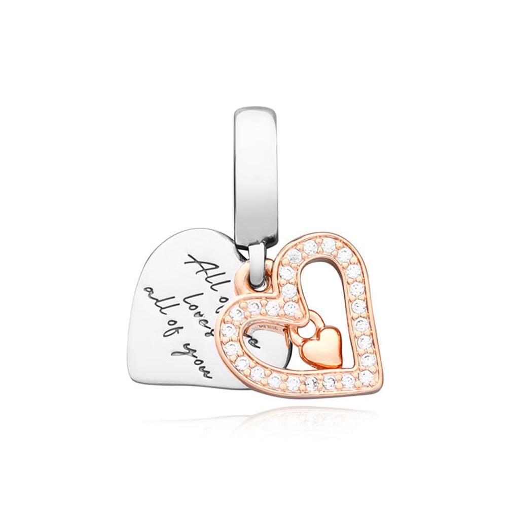 Pandora 788693C01 Rose Sparkling Freehand Heart Dangle Charm