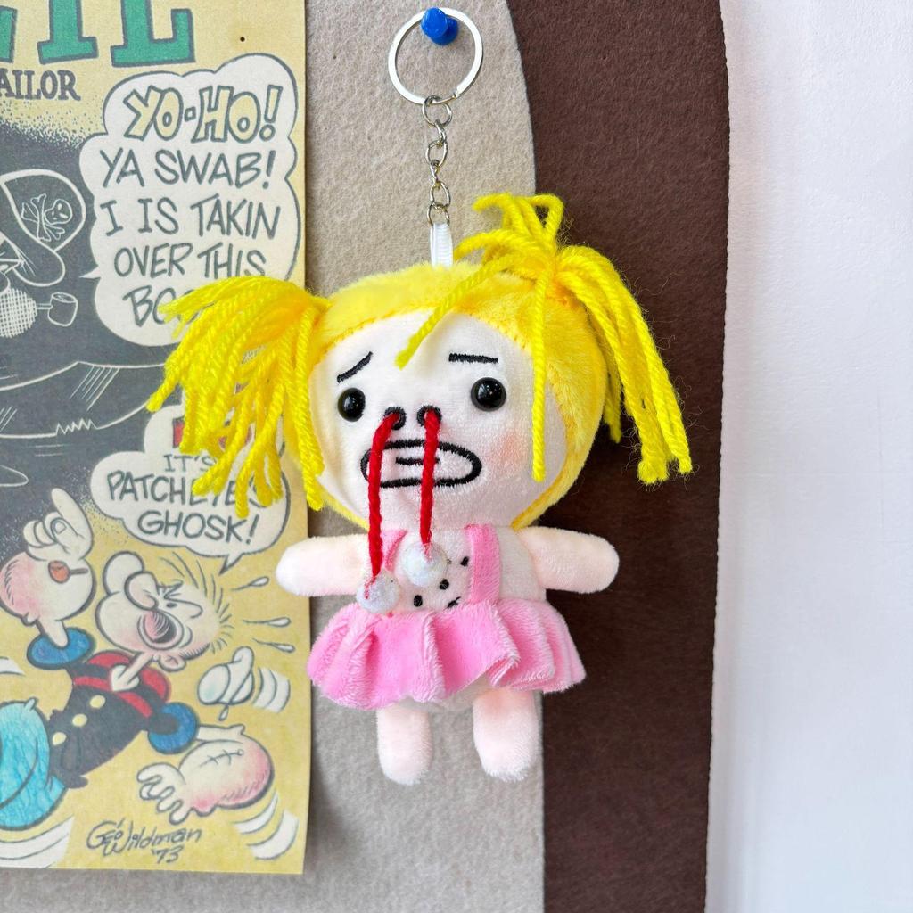 Cute Crying Girl Strongman Pendant Plush Toy Keychain Charm