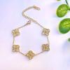 Clover Iced Out Zircon Anti Non Tarnish Free Stainless Steel Waterproof Fashion Jewelry Bracelets Necklaces Earrings Ringfs Set