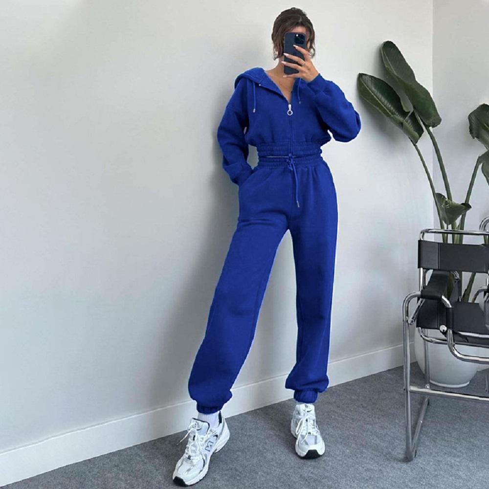 Two Pieces Tracksuits for Women Short Zipper up Hoodies Sweatshirts Coats and Drawstring Waist Sweatpants Casual Sport Clothing