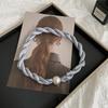 Pearl necklace twist silk scarf high-end neck protection scarf with shirt magnetic silk scarf simple scarf collarbone chain