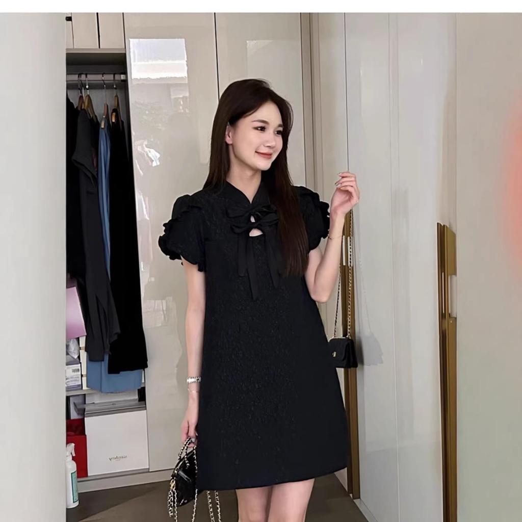 2026 Summer Bowknot Stand Collar Qipao: New Chinese Style Princess Dress
