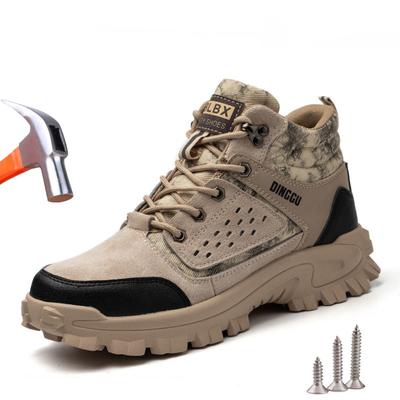 Chaussures de sécurité pour hommes Chaussures à embout en acier indestructibles Anti-écrasement Anti-perforation Bottes de sécurité de travail montantes Chaussures de travail pour hommes