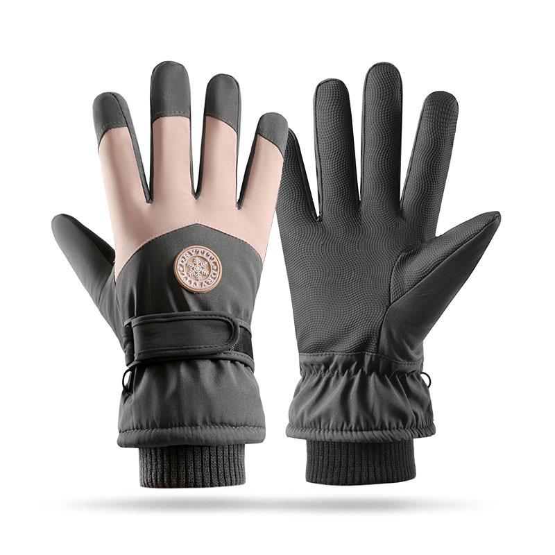 Ski Gloves Winter Warm Gloves Men's and Women's Cycling Gloves Thickened Finger Touch Screen Hiking Couple Anti Slip and Windproof Gloves