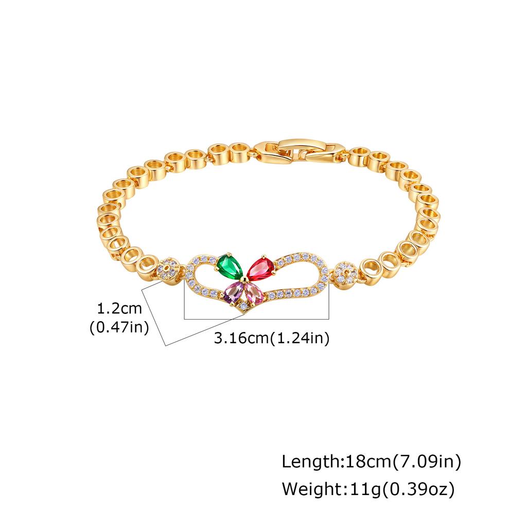 Elegant Luxury Flower Copper Bracelet Women'S Color Zircon Multi-Style Jewelry Accessories Bracelet Fashion Pbr-266