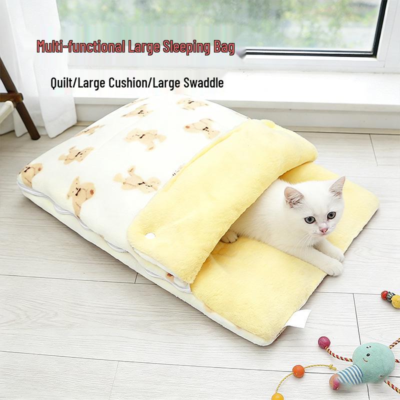 Multifunctional Washable Winter Cat Nest & Sleeping Bag for Small/Medium Cats & Dogs