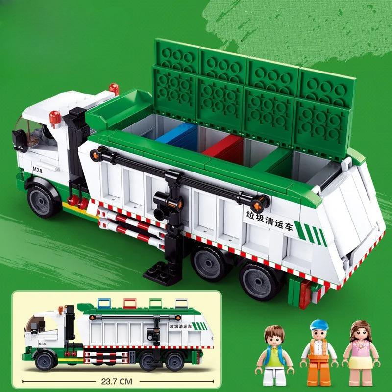 432PCS City Garbage Classification Truck Engineering Vehicle Collector Car Brinquedos Building Blocks Toys NO BOX