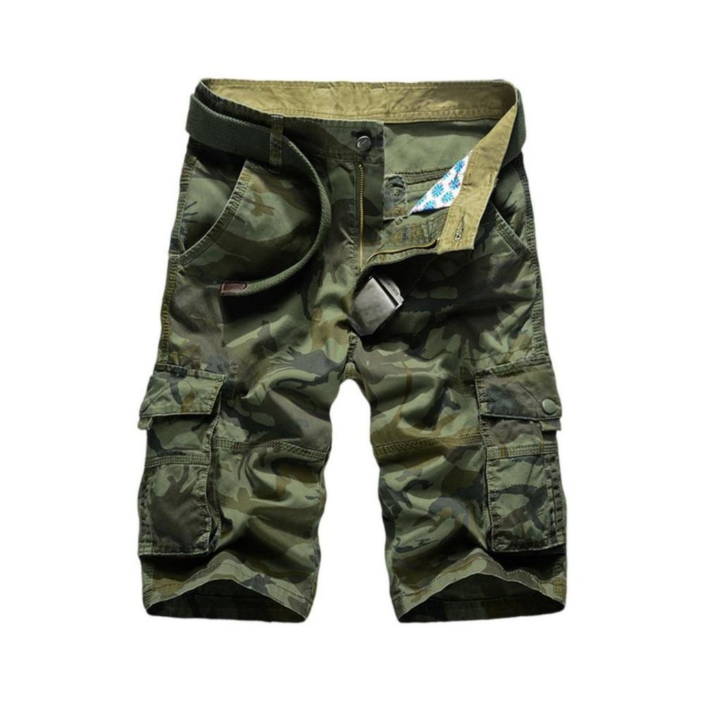 Men's Vintage Loose-Fit Multi-Pocket Work Cargo Shorts
