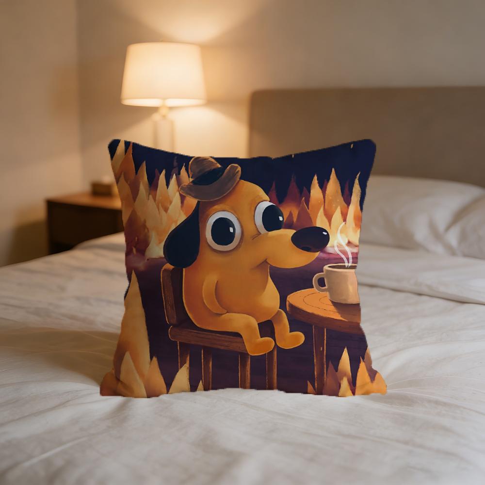 This Is F-Fine Meme Cushion Cover For Pillow Printing Sofa Decoration Home Car Room Coffee Shop Office Nordic Simplicity