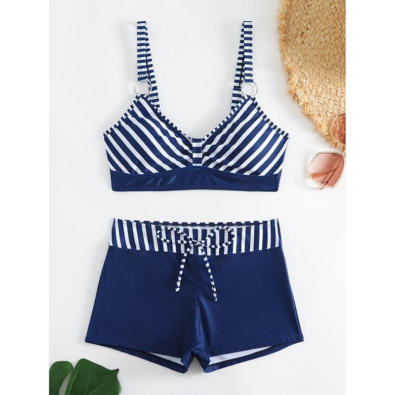 Contrast Color Bikini Set Women Printed Swimsuit High Waisted Bow Two-Piece Swimwear Bathing New Fashion Female Beachwear