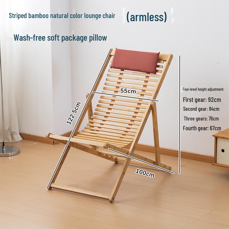 Premium Widened Bamboo Folding Lounge Chair for Home & Outdoor Use - Reinforced & Cool for Summer Relaxation