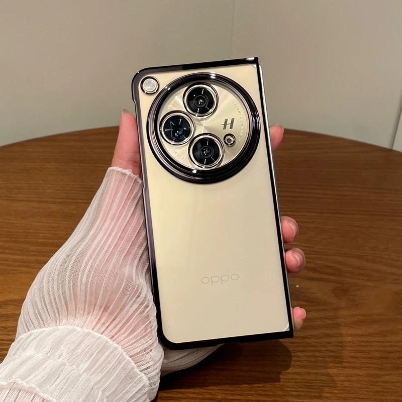 Plating Edge Phone Case For OnePlus Open OPPO Find N3 Transparent Clear Plastic Back Cover