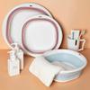 3Pcs Stackable Folding Foot Bucket Hanging Hole Compression Laundry Tub  Household