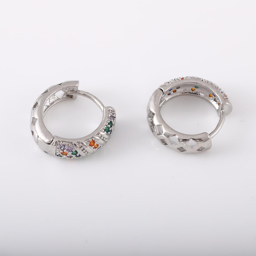 

Colorful Zirconia Copper Hoop Earrings - Light Luxury, Versatile, Personalized Couples Style