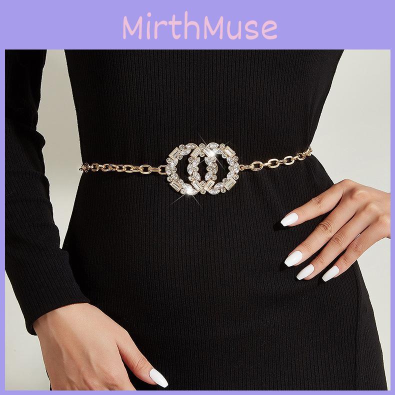 Original Design Metal Waist Chain With Water Drilled Double Circles For Fashion Statement