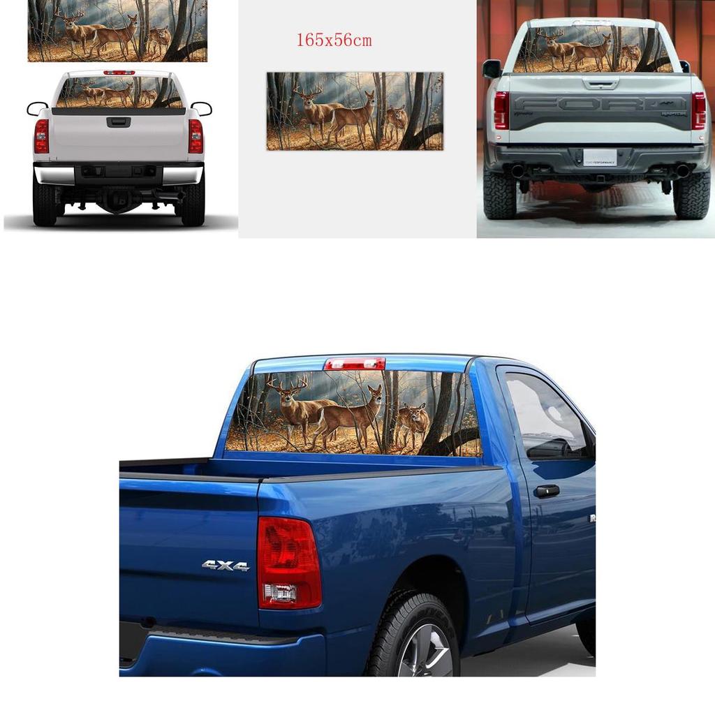 Hochwertiger Hirsch Wildtierszene Heckscheiben Grafikaufkleber für LKW SUV Van Auto