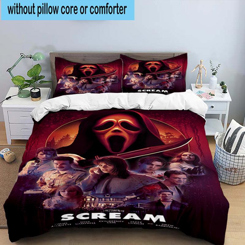 3PCS Scr-eam Horror Movie 3pcs Bedding,Including 3PCS Duvet Cover And 2pcs Pillowcases Perfect for Christmas,Ideal for Bedroom, Dormitory