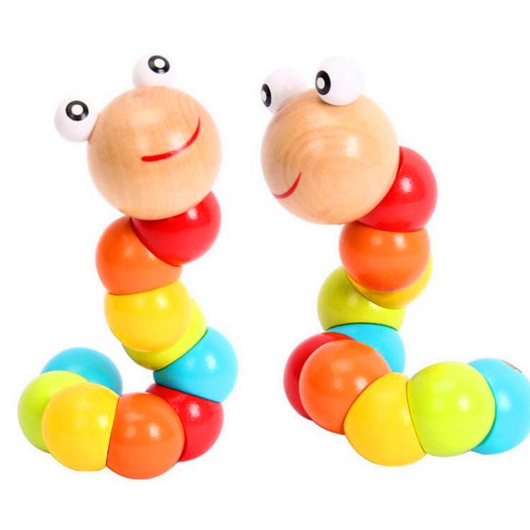 Wooden Worm Twist Educational Toy For Kids Hand Dexterity And Boost Brain
