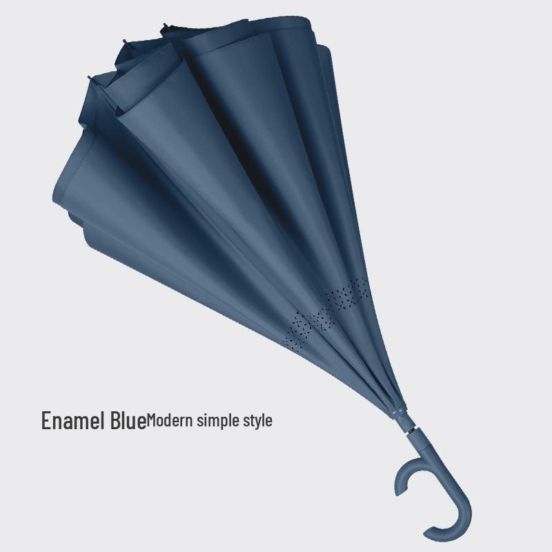 Extra-Large Windproof Reverse Umbrella: Long Handle, Dual-use for Sun and Rain, Ideal for Car Carry and Two People Use