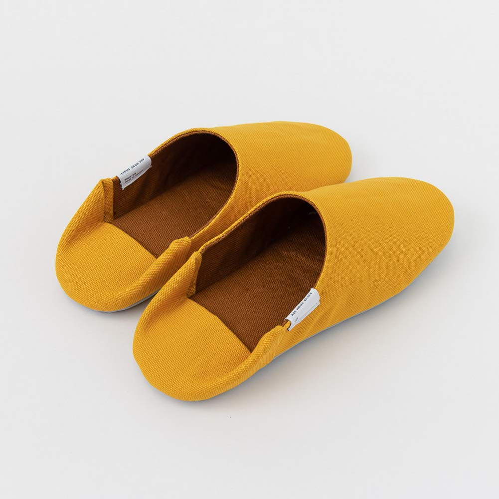 Babouche Canvas Large Mustard Yellow HOME Shoes, (25-27cm), [ABE SHOES]