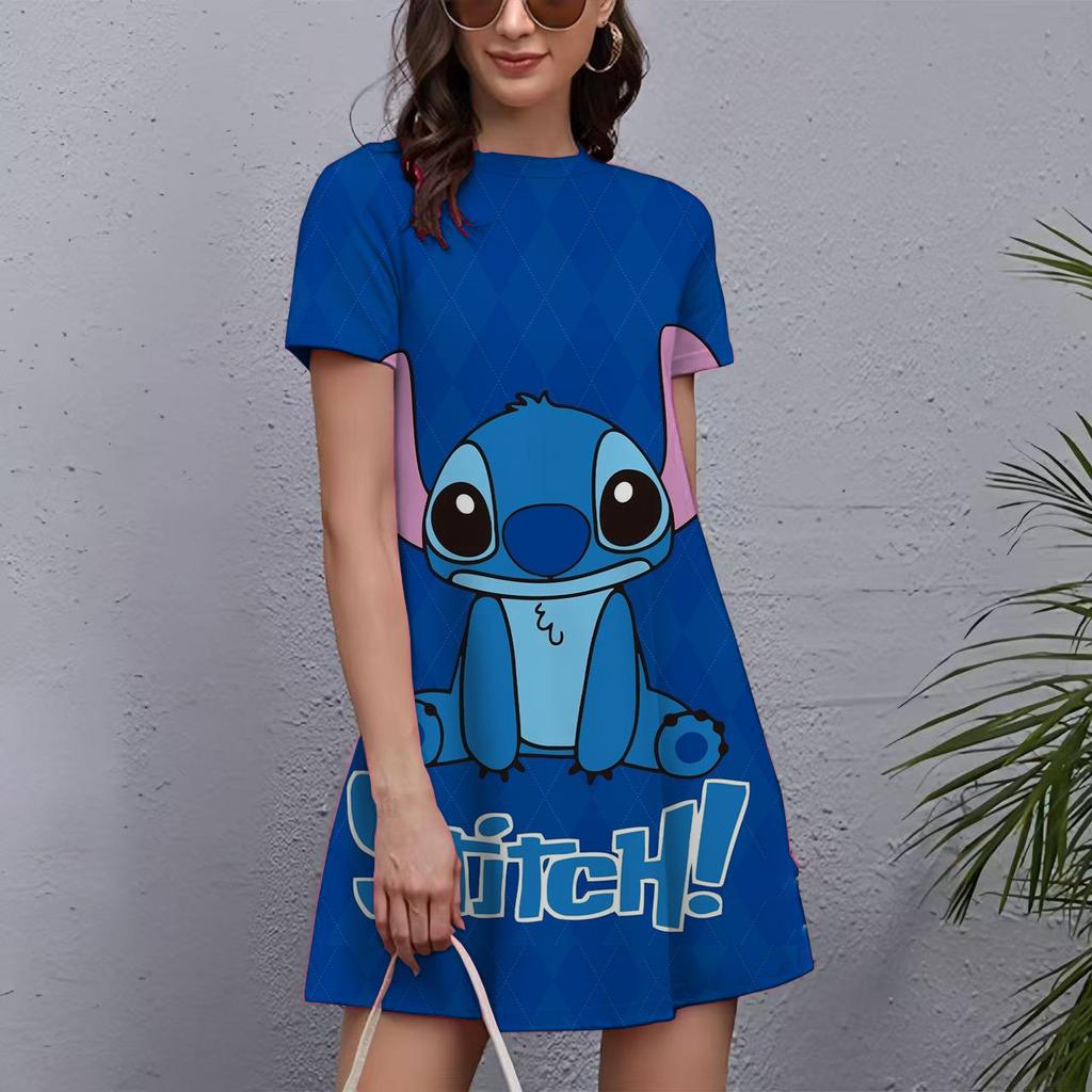 Fashion Printed Loose Women's Versatile Casual Crew Neck Casual Dresses