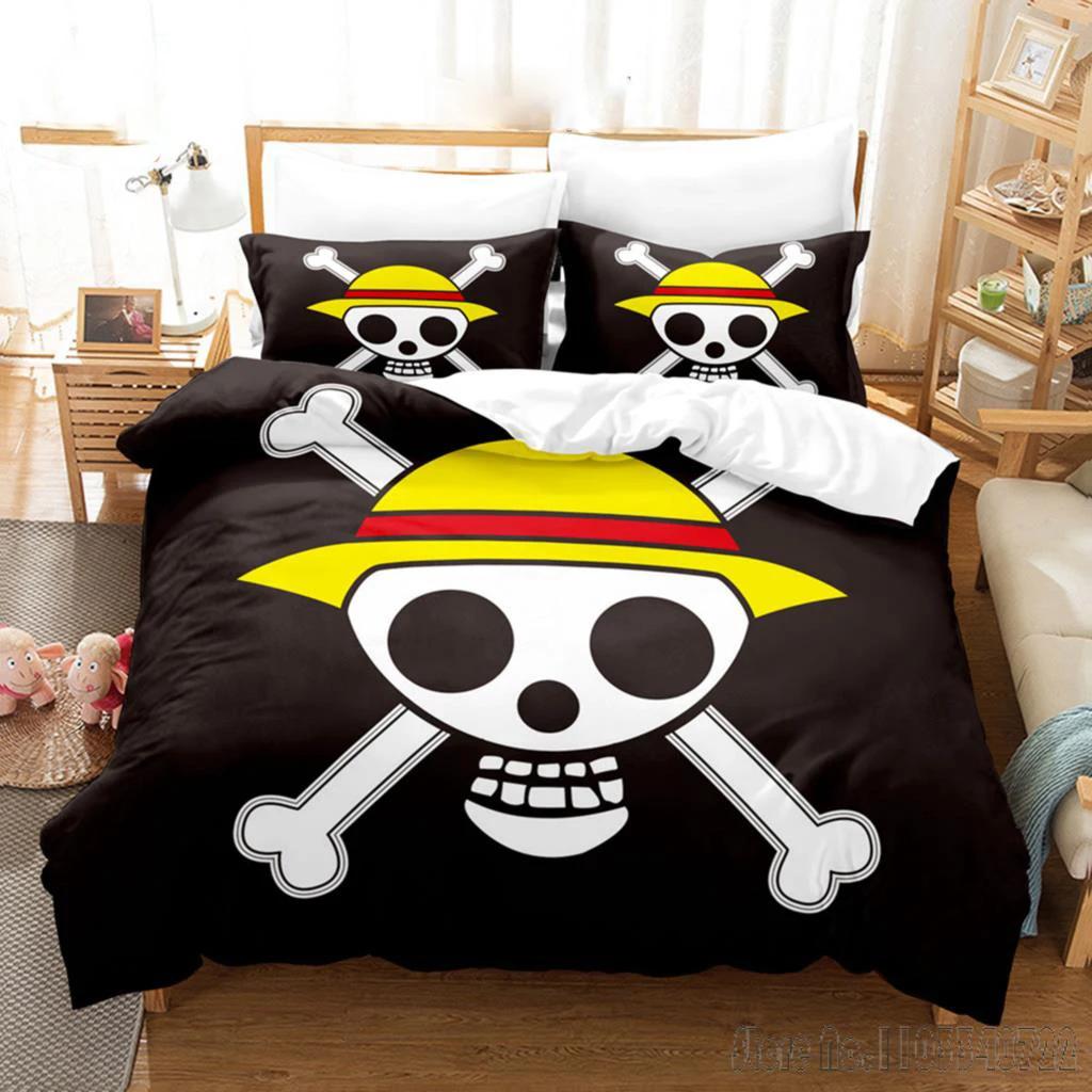 One Piece Anime Bedding Set Juvenile Monkey D.Luffy Odyssey Duvet Cover Set Design Bedding Set King Size Bed Comforters