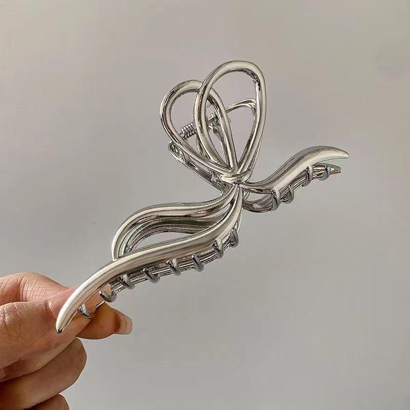 Silver Metal Geometric Shark Hair Clip for Thick Hair