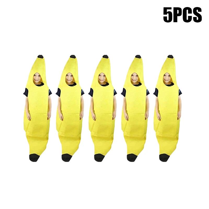 Kids Halloween Banana Costume Fruit Outfit Stage Performance Clothes Parent Child Matching Kindergarten Role Play Decoration