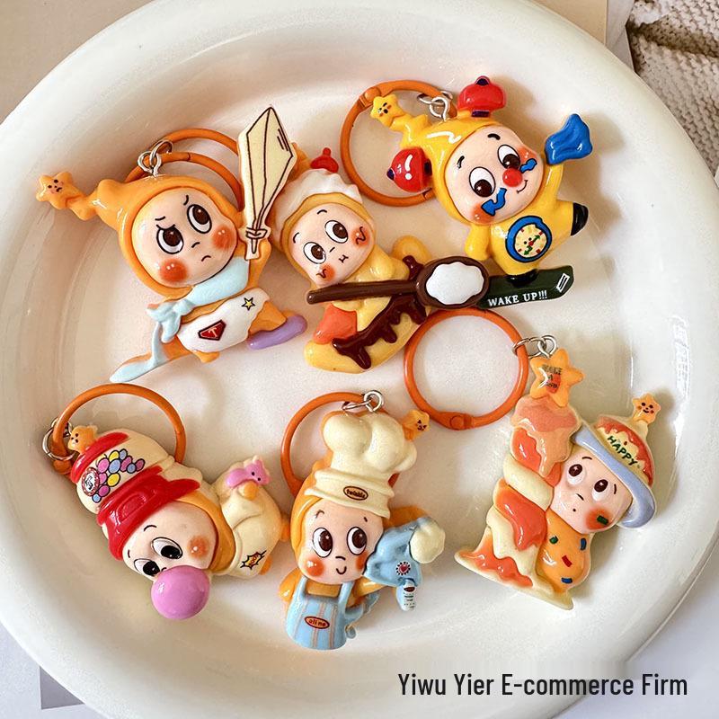 Cute Alien Cartoon Resin Keychain Pendant - Handmade DIY Jewelry Accessories for Girls