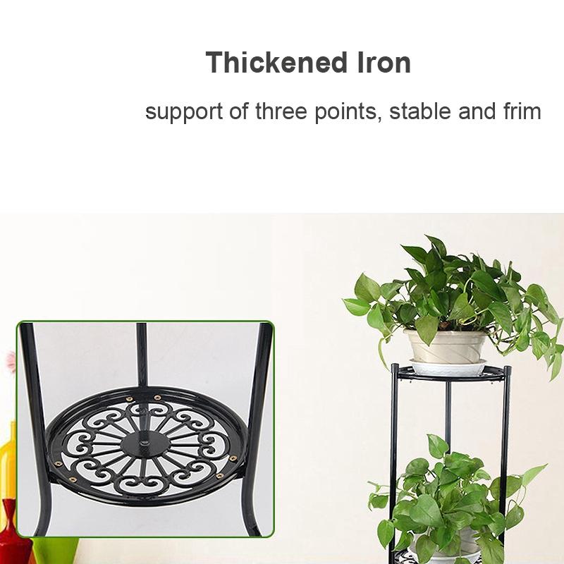 2 Vånings Metall Växtställ Hylla Elegant Display Trädgård Balkong Blomkruka Hylla Ställ Hållare Hem Inomhus Dekor Svart/Vit