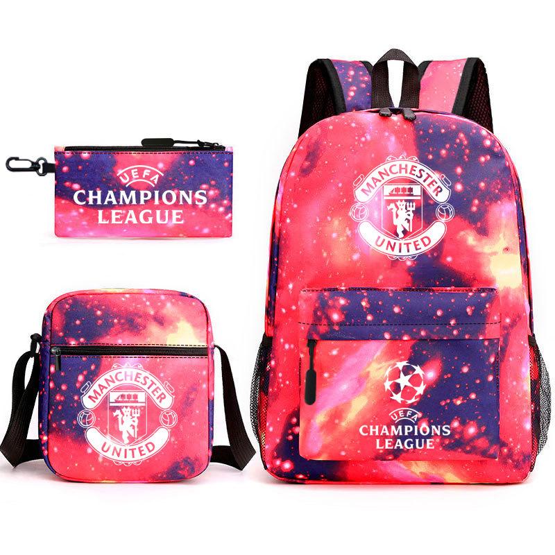 Zaino da Tifoso di Calcio per Bambini e Ragazzi Manchester United Semplice Casual Zaino Giornaliero Borsa a Spalla con Astuccio