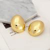 Temperament Cold Wind Smooth Face Women'S Earrings Oval Three-Dimensional Goose Egg Hollow Stud Earrings