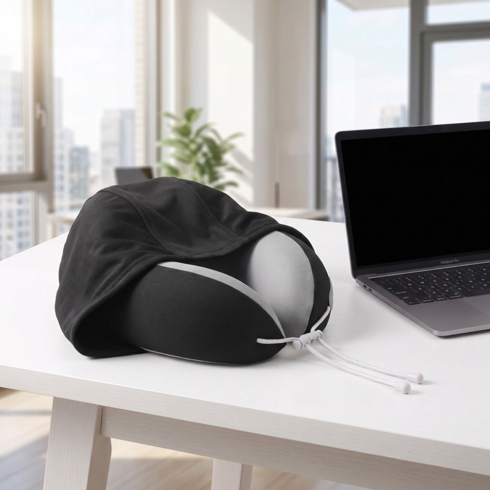 Ice Silk Ergonomic Neck Pillow Soft Travel Pillow Nap Hooded Neck Pillow Airplane