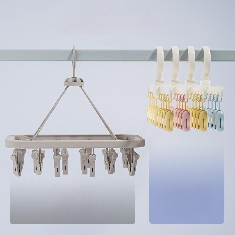 Hat Hanger Clips Multi-purpose Space-saving Sock Clip Organizer with 8 Clips for Baby Children's Clothes Wardrobe Clothes Hanger