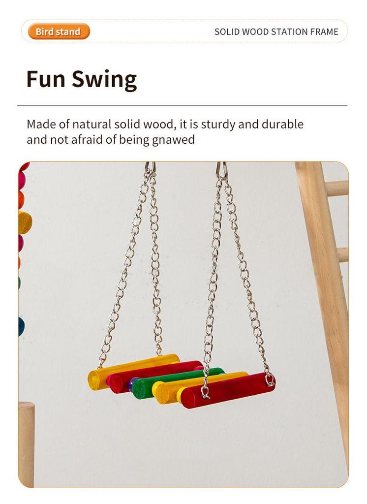 Solid Wood Parrot Play Stand: Handcrafted Bird Playground and Training Platform for Floor Use