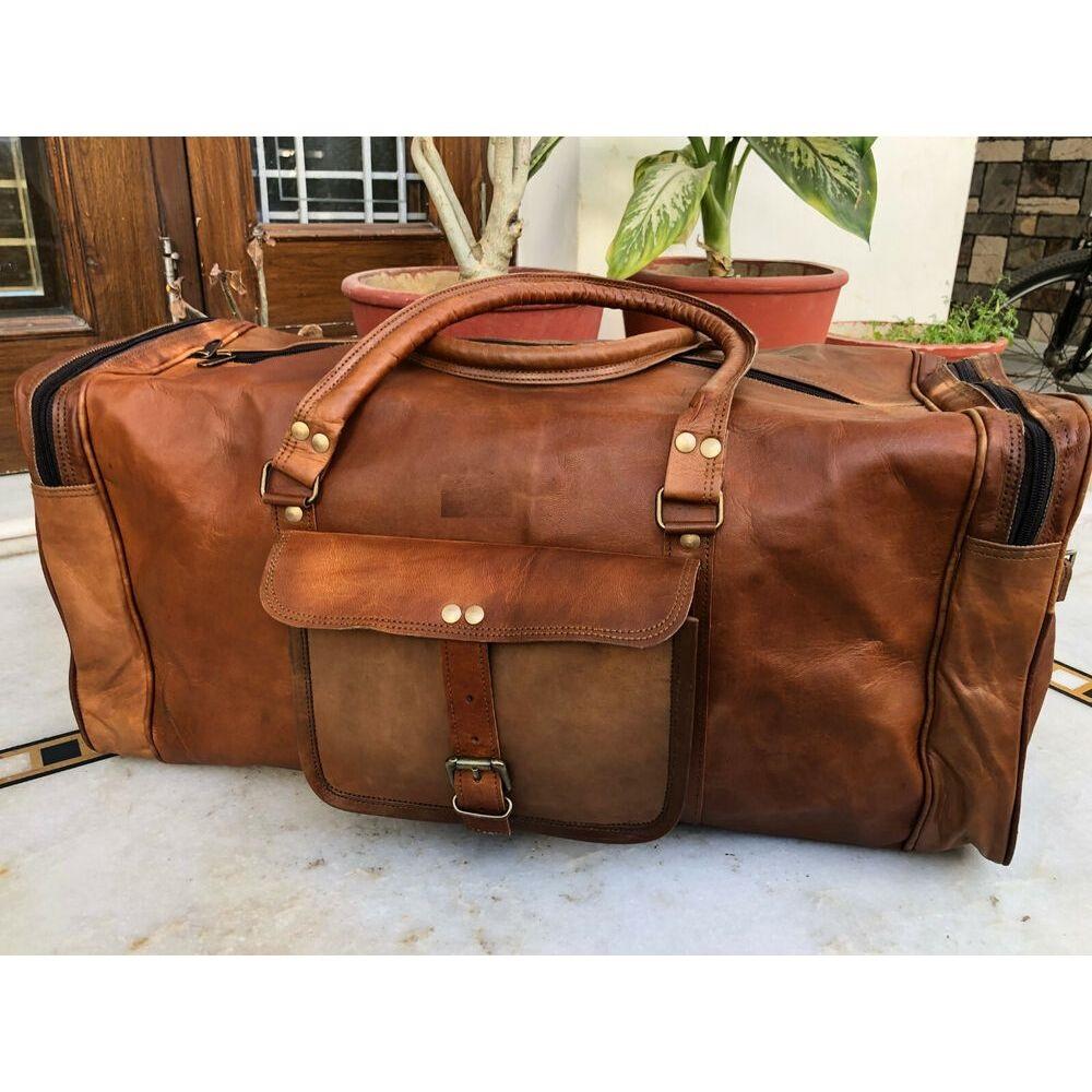 25" dámská kožená cestovní taška na víkendové cestování přes rameno do posilovny