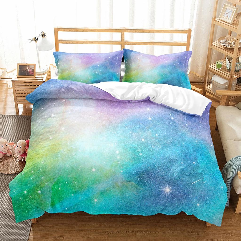 Galaxy Duvet Cover Set Starry Sky Comforter Cover Universer Outer Space Theme Bedding Set Single Twin Queen Size For Teens Boys