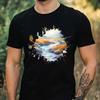T-Shirt Herren Aquarell Berglandschaft Motiv Baumwolle Größe XS bis 5XL