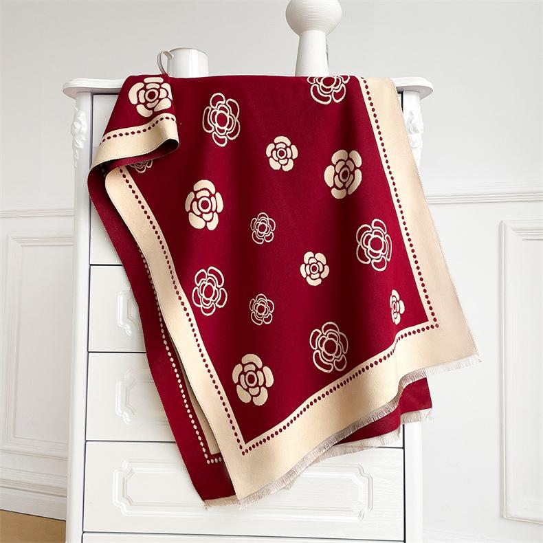 Autumn Winter Tassel Scarf Cashmere Women Pashmina Design Floral Wrap Female Thick Blanket Soft Bufanda Warmth Shawl Kerchief