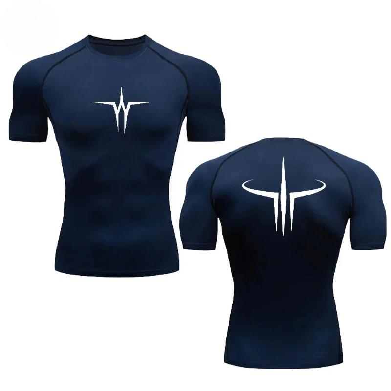 Gym Fitness Breathable T-shirt Casual Daily Sweat Absorbent Fitness Sports Workout Men Short-sleeved Tops High Elasticity Tight Fit