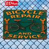 Bicycle Repair Service Sign, 7.87x11.81 Outdoor Wall Plaque, 2D Flat Cycling Decor for Study Studio